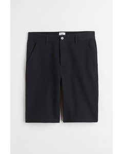 Relaxed Fit Cotton Twill Shorts Black