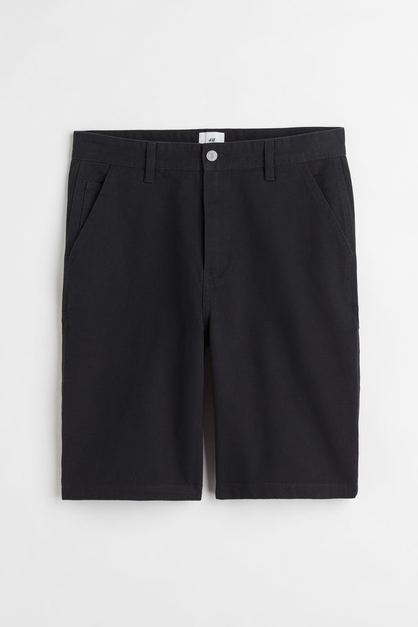 H&M Shorts aus Baumwolltwill Relaxed Fit Schwarz