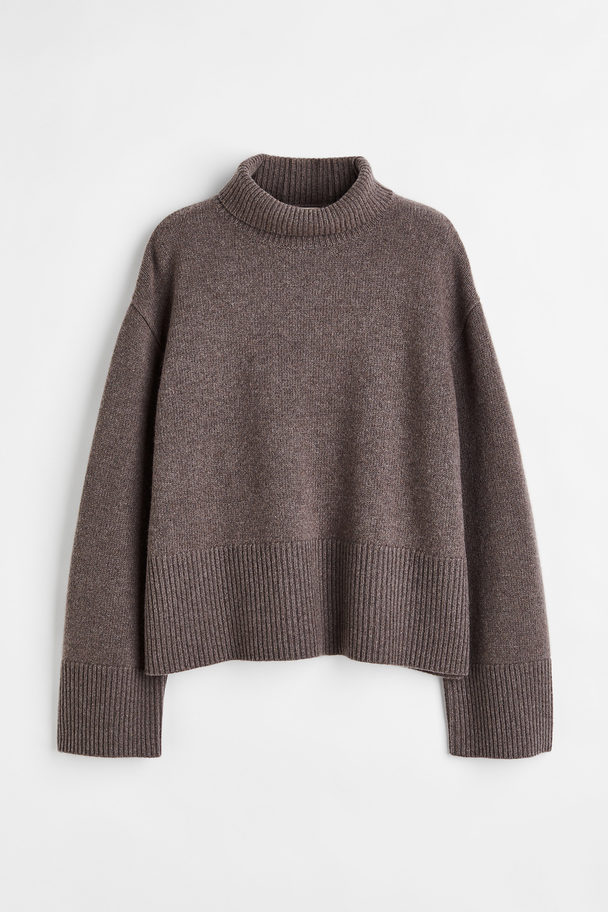 H&M Oversized Coltrui Van Wolmix Donkertaupe