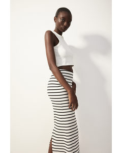 Ribbed Pencil Skirt White/black Striped