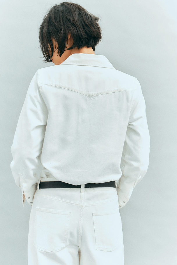H&M Jeansbluse Weiß