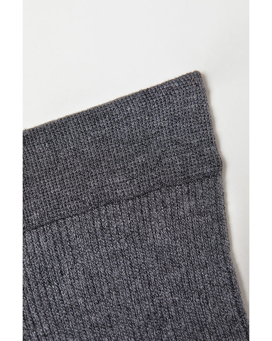 H&M Textured-knit Tights Dark Grey