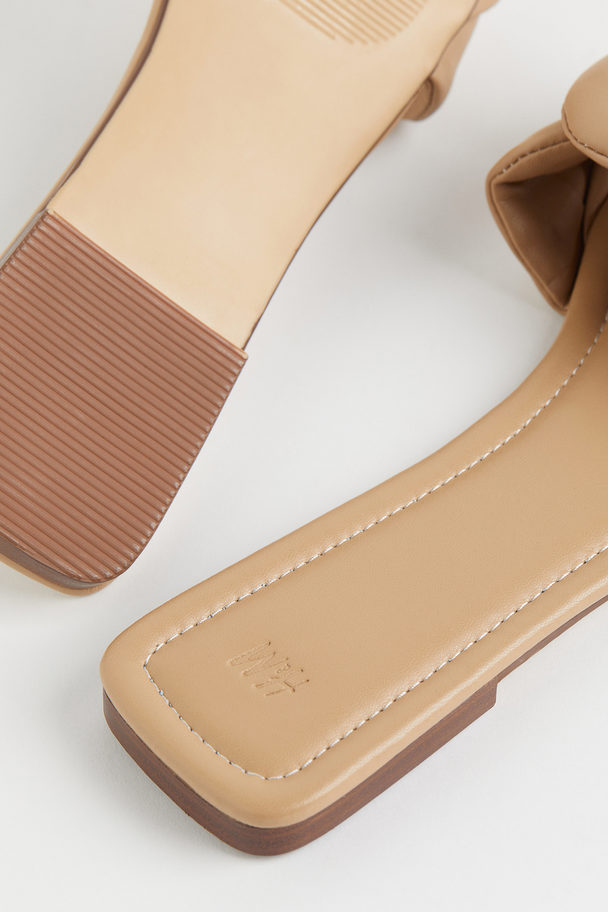 H&M Slip In-sandaler Mörkbeige