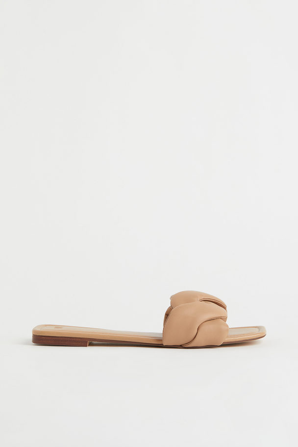 H&M Slip In-sandaler Mörkbeige