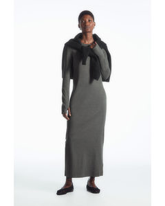 Ribbed Long-sleeved Midi Dress Grey Mélange