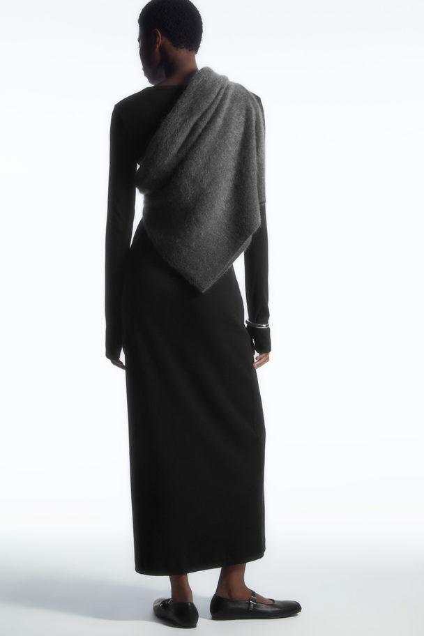 COS Ribbed Long-sleeved Midi Dress Black