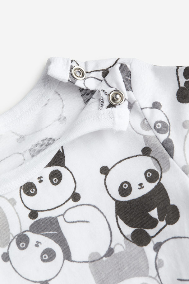 H&M Printed Cotton Pyjamas White/pandas