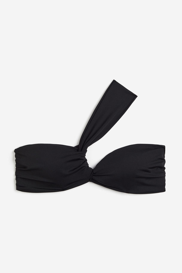 H&M Wattiertes Bandeau-Bikinitop Schwarz