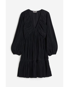Pleated Jersey Dress Black