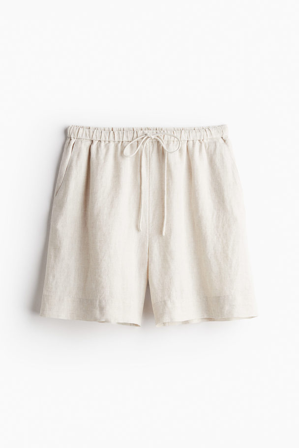 H&M Schlupfshorts aus Leinen Hellbeige