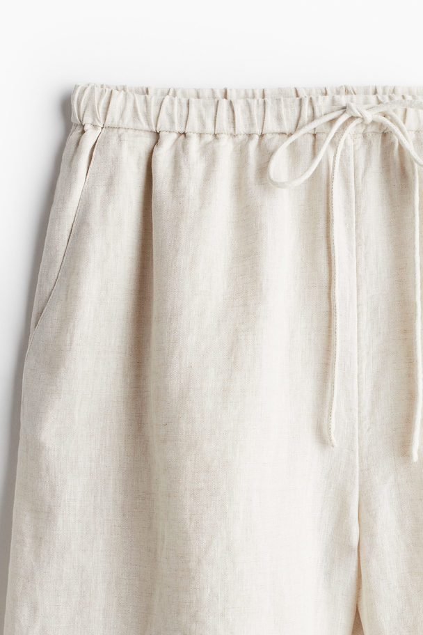 H&M Schlupfshorts aus Leinen Hellbeige