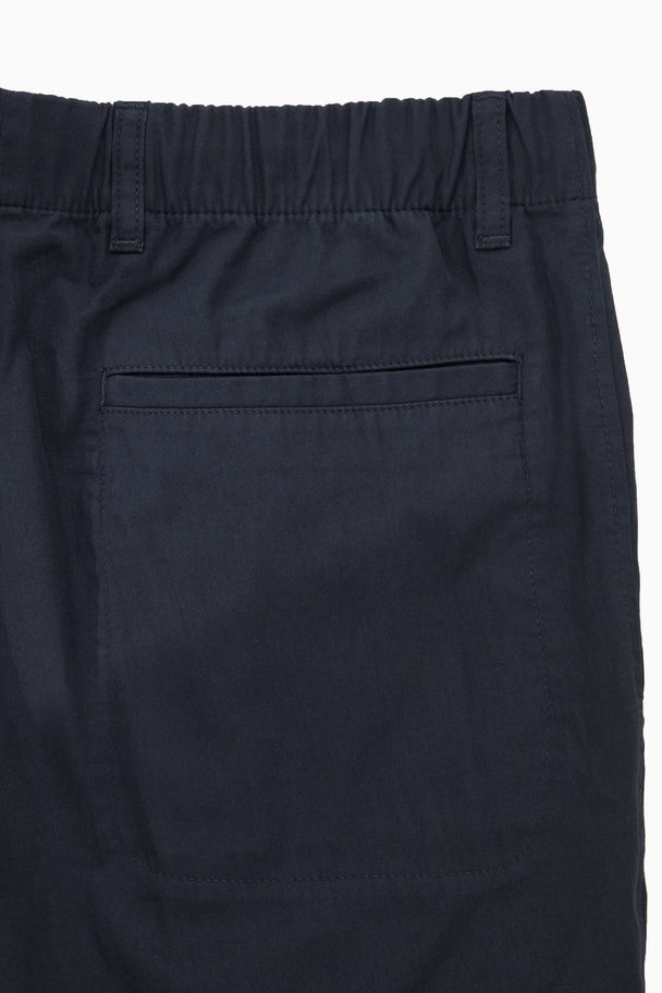 COS Elasticated Straight-leg Trousers Navy