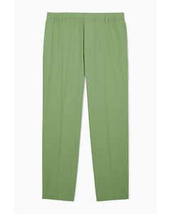 Elasticated Straight-leg Trousers Green