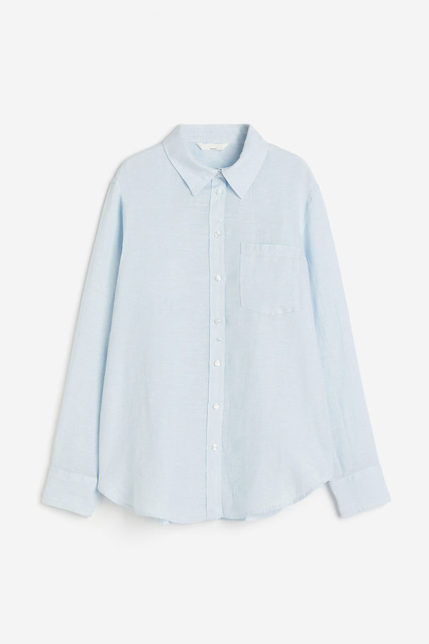 H&M Leinenbluse Blassblau