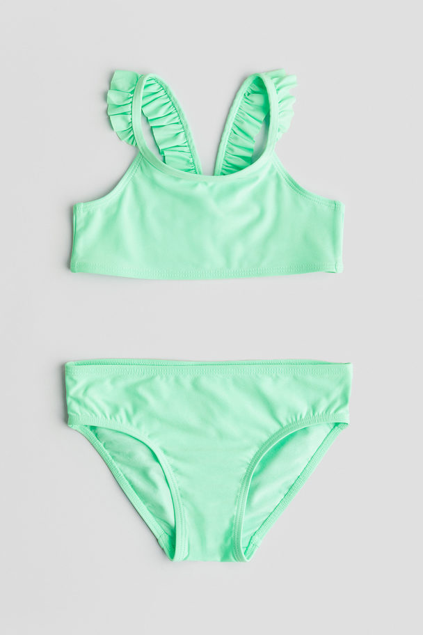 H&M Flounce-trimmed Bikini Mint Green
