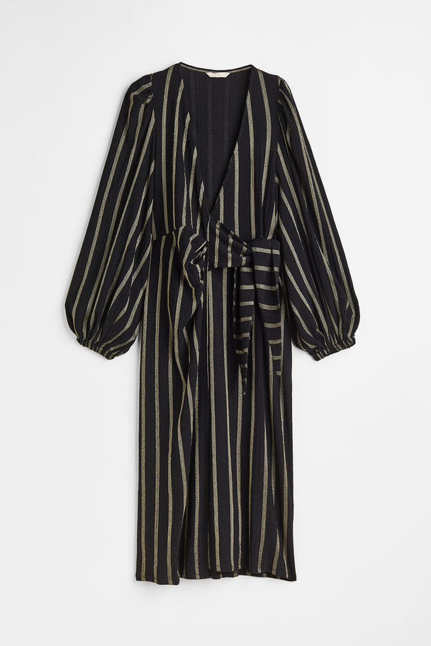 H&M Wrapover Dress Black/striped