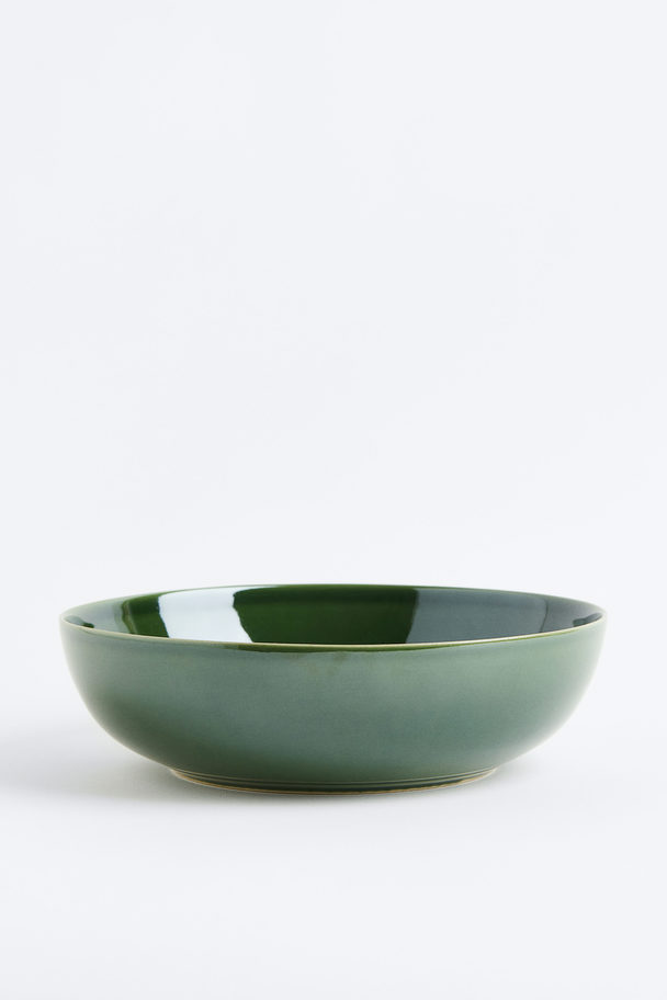 H&M HOME Stoneware Serving Bowl Dark Green