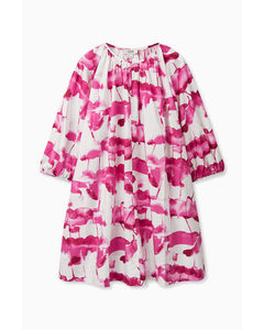 Relaxed-fit Puff Sleeve Dress Pink