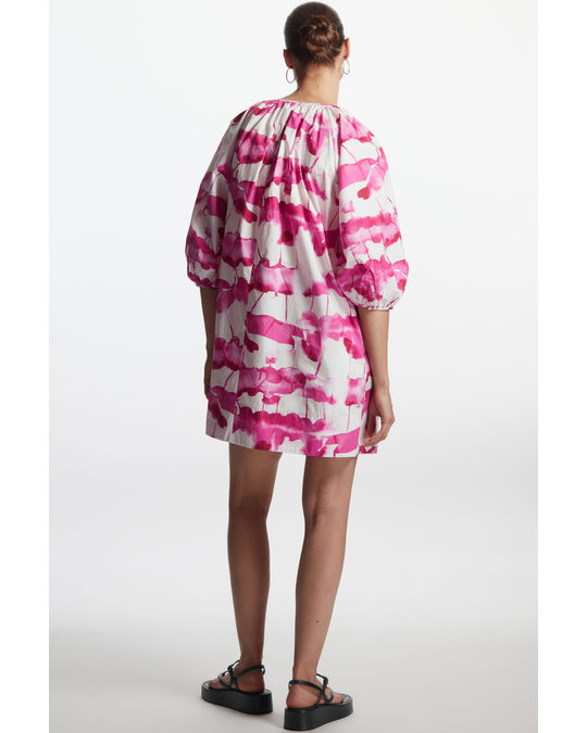 COS Relaxed-fit Puff Sleeve Dress Pink