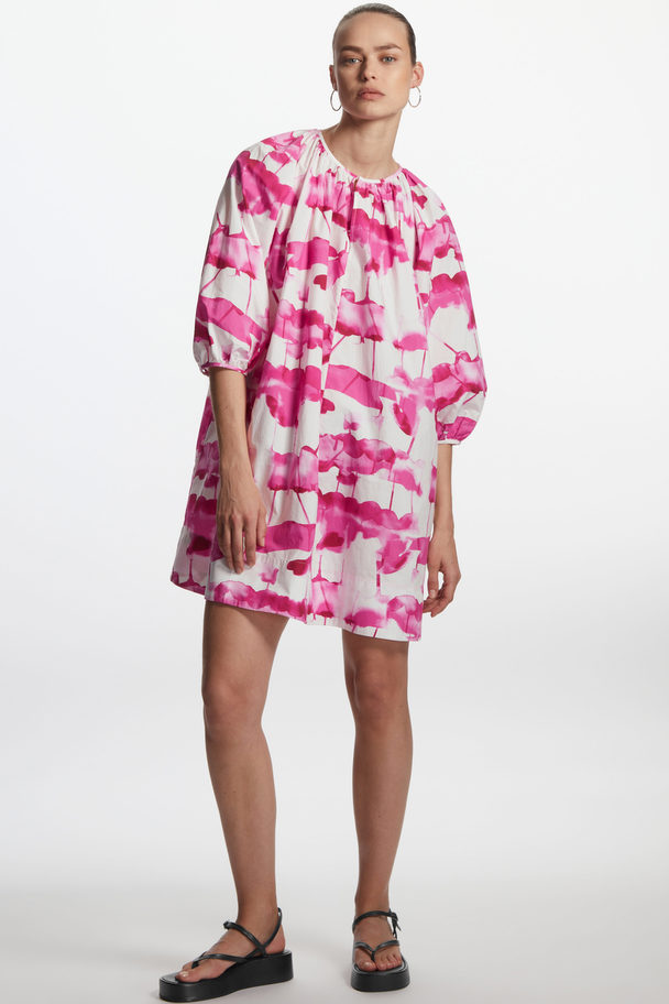 COS Relaxed-fit Puff Sleeve Dress Pink