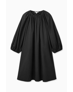 Relaxed-fit Puff Sleeve Dress Black