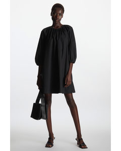Relaxed-fit Puff Sleeve Dress Black