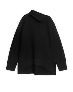 Pullover aus Wollmix, mit Reißverschluss Schwarz