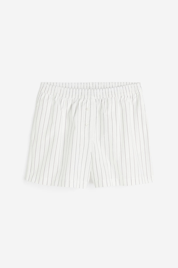 H&M Shorts I Bokserstil I Bomull Hvit/stripet