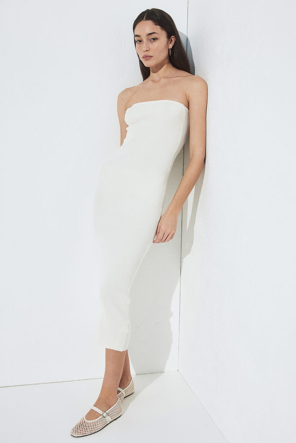 H&M Ribbed Tube Dress Cream