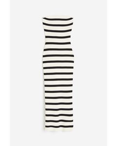 Ribbed Tube Dress Cream/black Striped