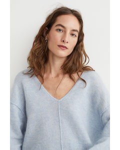 Pullover aus Wollmischung Hellblaumeliert