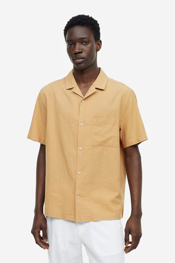 H&M Hemd aus Leinenmix in Regular Fit Beige