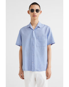 Regular Fit Linen-blend Shirt Light Blue