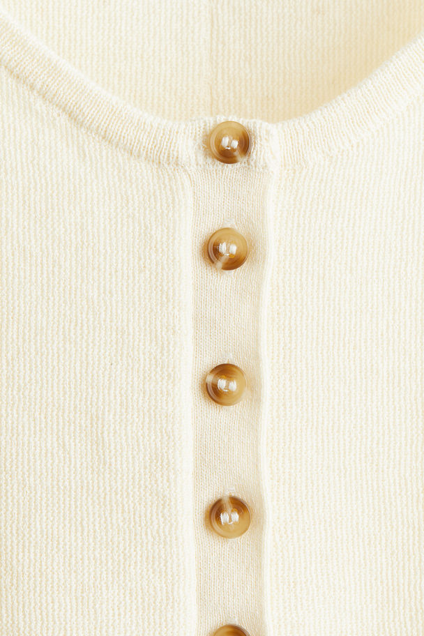 H&M Fine-knit Button-front Vest Top Cream