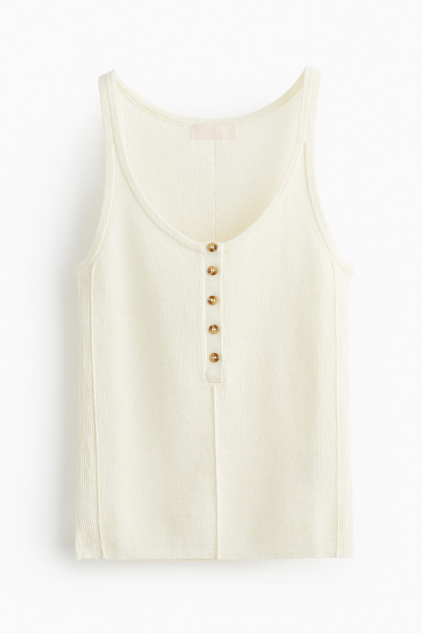 H&M Fine-knit Button-front Vest Top Cream