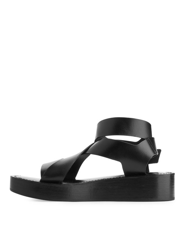 Arket Leather Strap Sandals Black