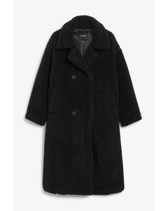 Long Teddy Coat Black