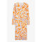 Long-sleeve Ribbed Midi Dress Abstract Orange Print