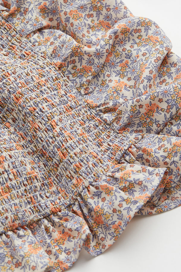 H&M H&m+ Drapert Bluse Hvit/orange Blomstret