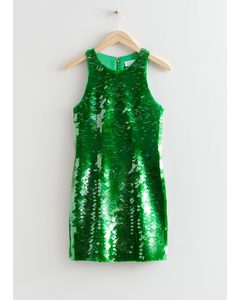 Sleeveless Sequin Mini Dress Green