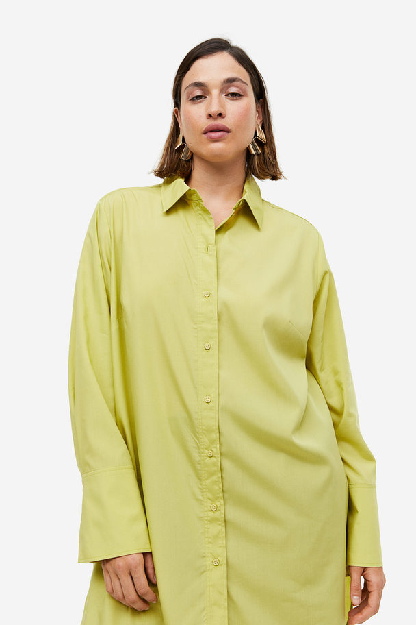 H&M Lyocell-blend Shirt Dress Yellow-green