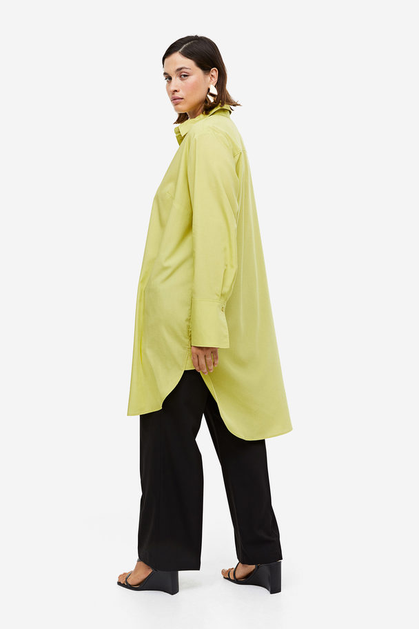 H&M Lyocell-blend Shirt Dress Yellow-green