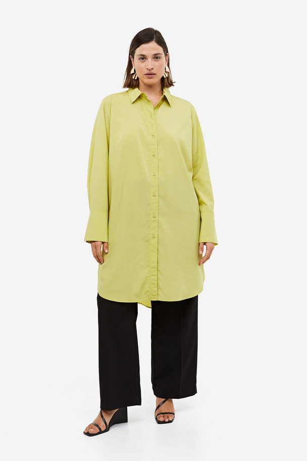 H&M Skjortklänning I Lyocellmix Gulgrön