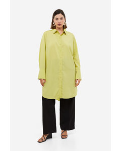 Lyocell-blend Shirt Dress Yellow-green