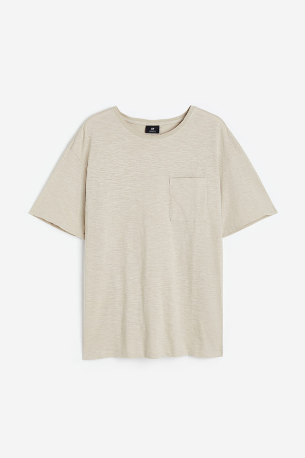 H&M Regular Fit Pocket-detail T-shirt Beige Marl