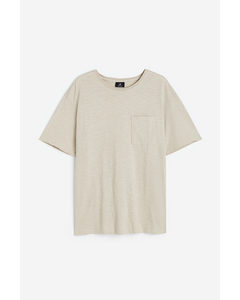 Regular Fit Pocket-detail T-shirt Beige Marl