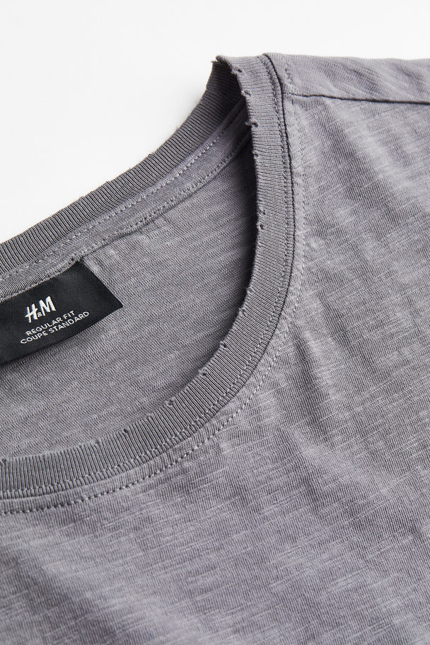 H&M Regular Fit Pocket-detail T-shirt Dark Grey Marl