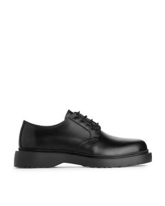 Chunky Leather Derby Shoes Black