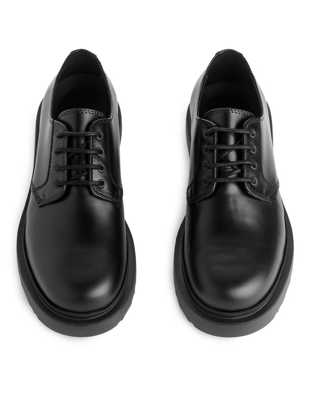 ARKET Chunky Leather Derby Shoes Black
