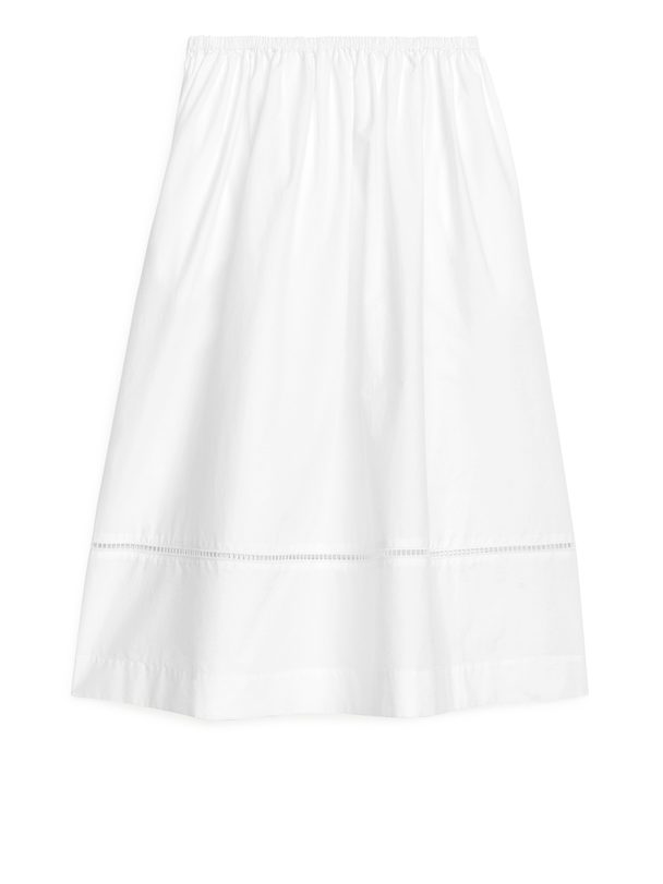 ARKET Embroidered Poplin Skirt White